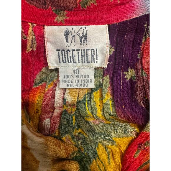 Vintage 90s Together! Floral Patchwork Maxi Shirt Dress Belted Sleeveless (10) - Picture 6 of 6